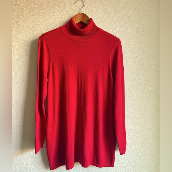 Red Turtleneck Long Sleeve Sweater, Chicos Size 2 - Picture 1 of 7
